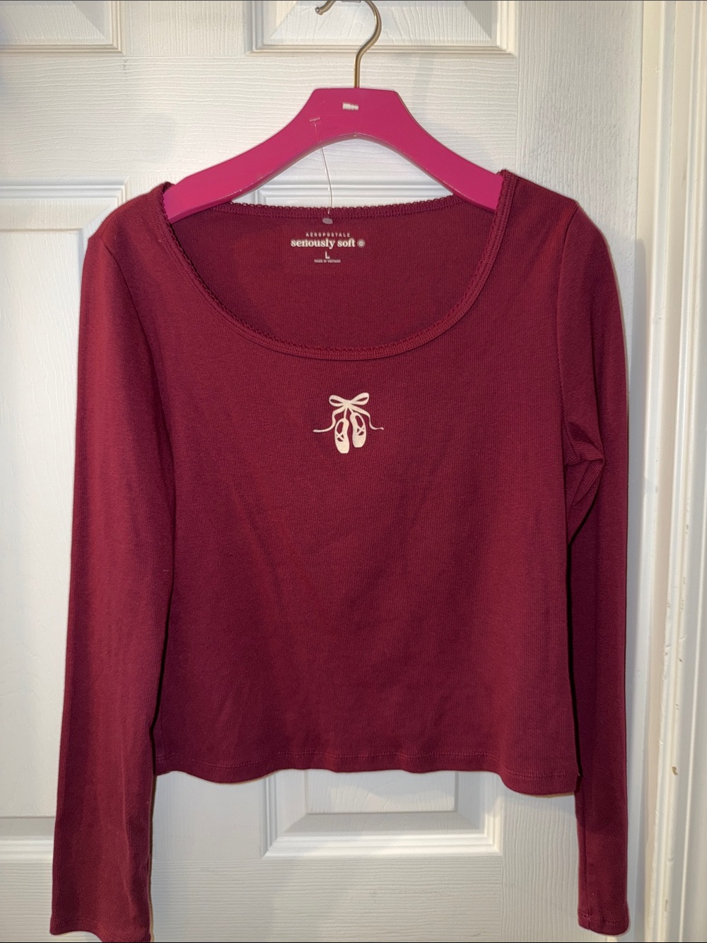 Seriously Soft Burgundy Long-Sleeve Scoop Neck Top